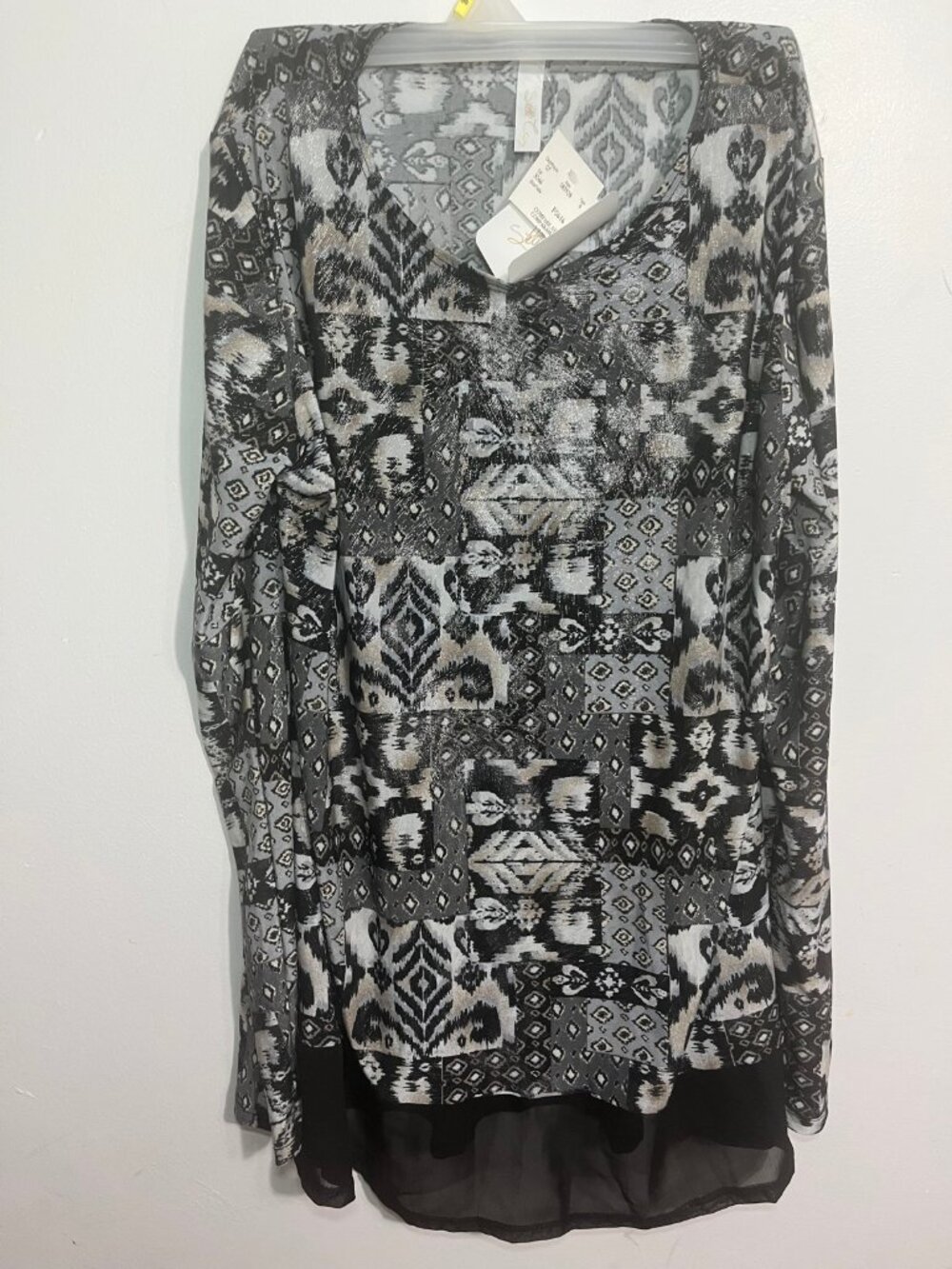 Stella Cruz Tunique ikat noir/gris M — Ikat Print Tunic NWT